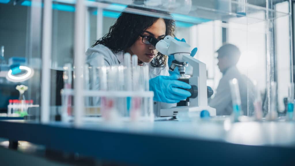 Medical scientist in laboratory